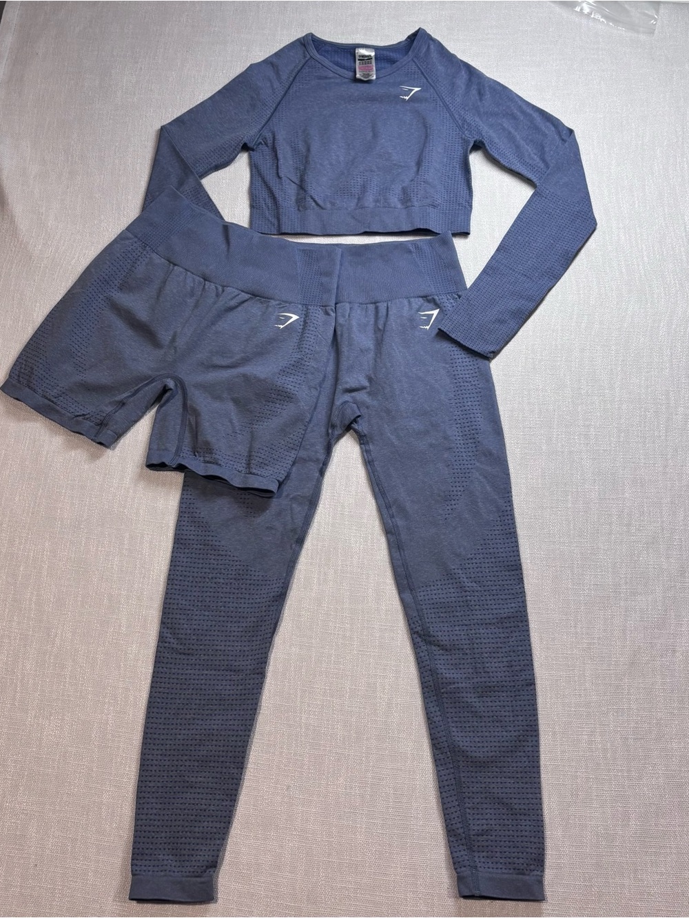 Gymshark Vital Seamless 3pc Set; Long Sleeve Crop, leggings, & Shorts Medium